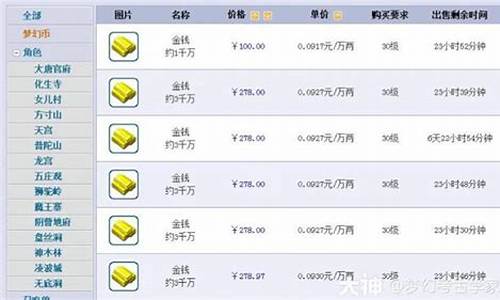梦幻12月21号金价_梦幻西游2020年11月金价排行